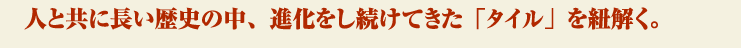 人と共に長い歴史の中、進化をし続けてきた「タイル」を紐解く。